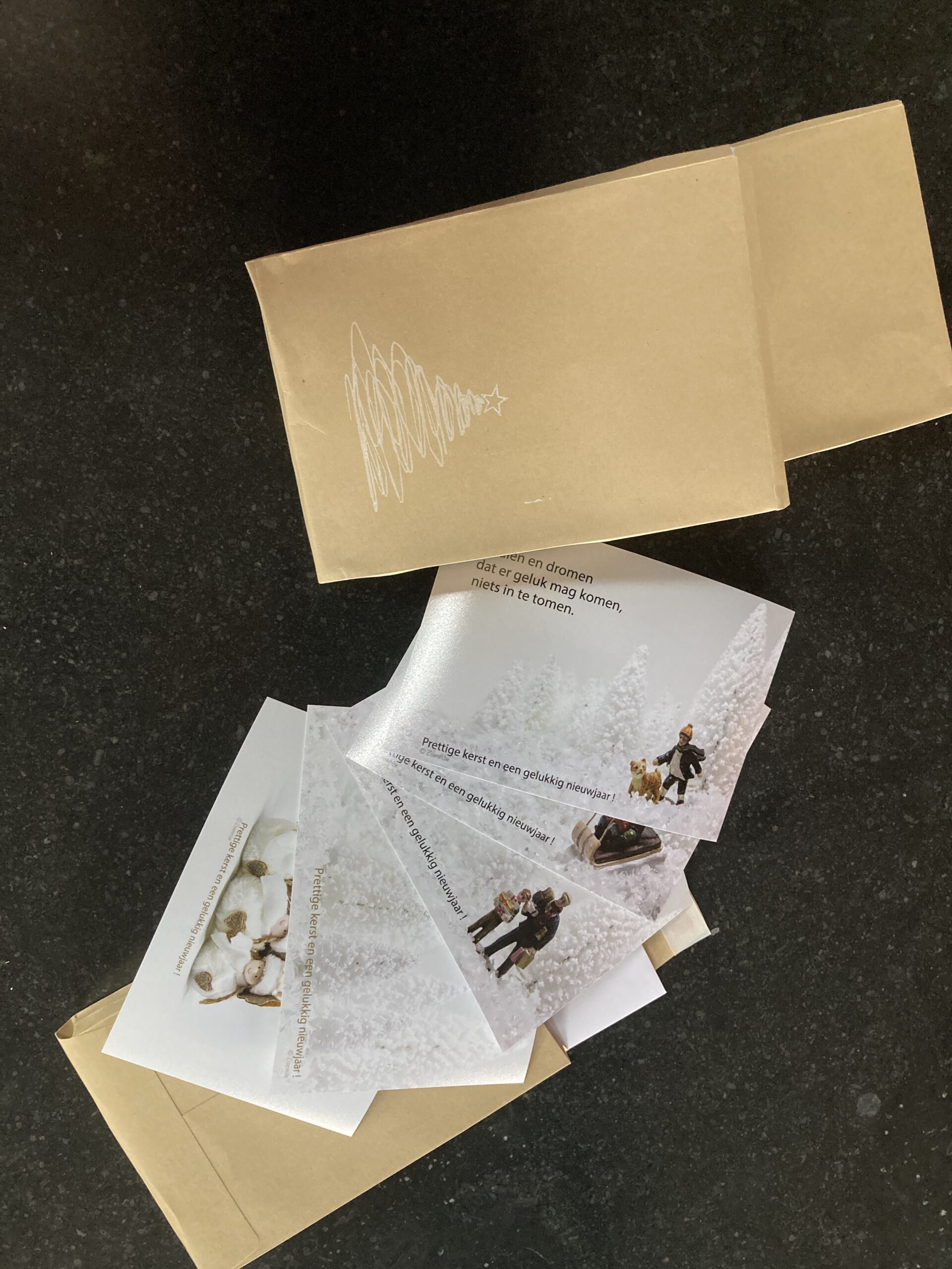 Kersthaiku- pakje met 5 kaarten en enveloppen